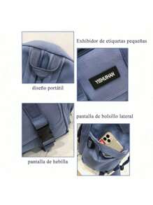 Mochila escolar de gran capacidad para mujer. mochila informal - Azul - Ver 3