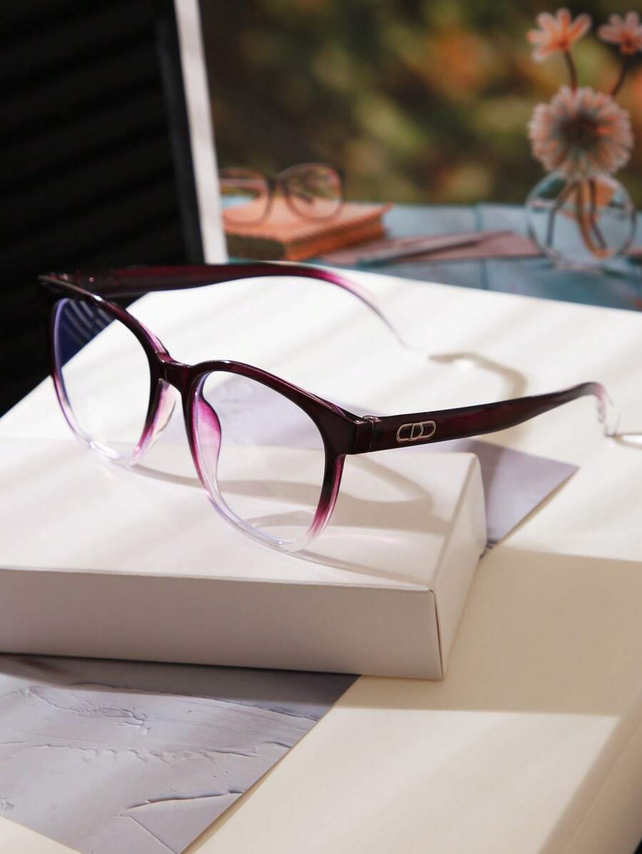 1 Stück Mode Damen Kunststoffrahmen Flache Nicht-Rezept Brille, geeignet für den Alltag