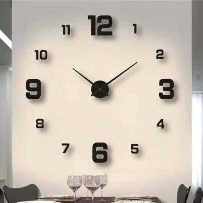 Minimalist Cover Decorative Clock, Silent Digital Wall Clock, Creative Clock, Living Room Bedroom Wall Sticker Creative Clock, Nordic Style Home Office Wall Clock, DIY Silent Self-Adhesive Hanging Decorative Clock