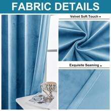 CYCMACO 2 Piece Velvet Indoor Curtains, Modern Bedroom Blackout Curtains With Eyelets, Cold Insulating Thermal Curtain For Living Room Lounge Children's Room - 藍色 - 查看 5
