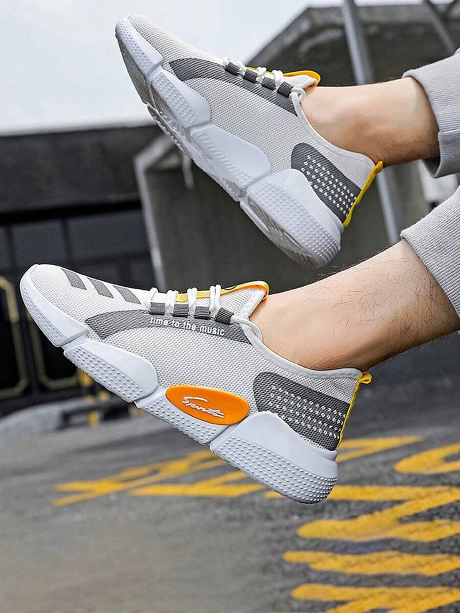 Men's Tennis Shoes/Travel Coconut Sneakers/Flying Woven Casual Running Shoes/Breathable Non-Slip - 白色 - 查看 1