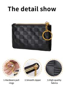 1pc Women's Small PU Leather Wallet Fashionable Diamond Pattern Multipurpose Coin Purse Gifts For Women