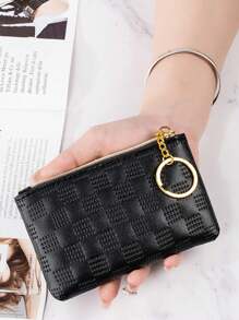 1pc Women's Small PU Leather Wallet Fashionable Diamond Pattern Multipurpose Coin Purse Gifts For Women