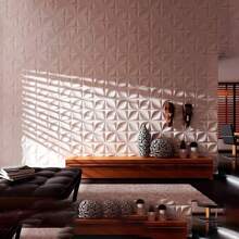 Aadesh 3D PVC Plastic Wall Panels, Suitable For Interior Wall Decoration, Waterproof And Heat-Resistant, With Grooved Texture. Ideal For Living Rooms, Halls, Bedrooms, Hotels, Offices, Game Rooms, And TV Accent Walls. 30cm * 30cm (Includes Installation Accessories). - S106 trắng - Xem 5