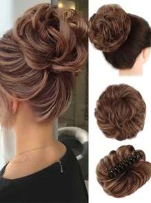 Chignon synthétique en désordre avec pince à cheveux. Rallonges de queue de cheval bouclée et ondulée. Accessoires pour chouchou et chignon pour femmes. Pièce de chignon en désordre synthétique avec pince à cheveux. Chignons ébouriffés, rallonges de cheveux bouclés et faux chignons pour femmes