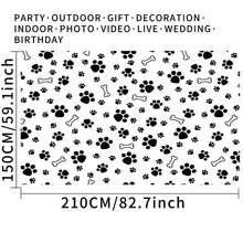 1pc Black White Bone Dog Cat Paws Photography Backdrops 59.1*39.4/82.7*59.1/106.3*70.9 Inches Party Banner Wedding Birthday Photo Background Indoor Outdoor Newborn Shower Decoration Supplies