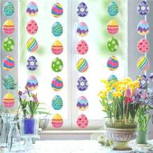 Set Of Eight Plastic Easter Eggs, Outdoor Hanging Decorations, Colorful Easter Decorations, Floral Striped Easter Eggs, Outdoor Decorations For Porch, Tree, Yard, Lawn, Party