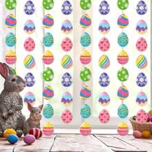 Set Of Eight Plastic Easter Eggs, Outdoor Hanging Decorations, Colorful Easter Decorations, Floral Striped Easter Eggs, Outdoor Decorations For Porch, Tree, Yard, Lawn, Party