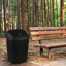 4 Pack 70 Liter Large Black Garbage Bins With Swing Lids, Plastic Trash Cans - Black - View 5