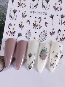 2 PIEZAS Pegatinas de arte de uñas con diseño de flor de corazón y vid, decoración de uñas para el Día de San Valentín, autoadhesivas para manos y pies, sin olor, diseño geométrico, suministros para uñas - Multicolor - Ver 9