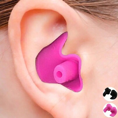 1 Pair Soft And Durable Reusable Silicone Noise-Proof Earplugs, Waterproof Swimming Earplugs, Ergonomic Design For Cochlea Classic Texture Design, Soundproof Ear Pads For Home Use
