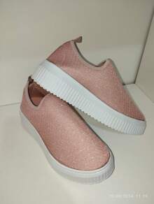Promotion Shiny Sneakers With Expanded Sole - 乾枯玫瑰色 - 查看 2