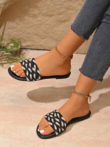 Zapatos planos casuales para mujer, nuevos para primavera/verano, de tela sencilla en negro/bicolor negro y beige, suela antideslizante, estilo vintage versátil para exteriores, con opciones de tallas grandes