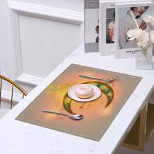 1 قطعة/4 قطع حصيرة مربعة معزولة وأساتذة مضادة للحرارة وغير انزلاقية لطاولة المطبخ، بتصميم نجوم وهلال للمنزل، مستلزمات عيد، حصائر حفلات خارجية، ديكور، وضع الأطباق