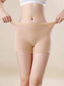 Paquete de 4 calzoncillos tipo bóxer para mujer, de cintura alta, sin costuras, con acabado acanalado, de talla grande