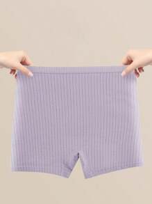Paquete de 4 calzoncillos tipo bóxer para mujer, de cintura alta, sin costuras, con acabado acanalado, de talla grande
