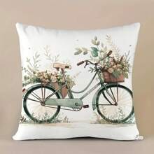 1pc Bicycle Pattern Sofa Cushion Cover, Cute Pillow Case, Decorative Pillowcase (Pillow Insert Not Included), 18x18 Inch Gifts Birthday Graduation - Multicolor - View 3
