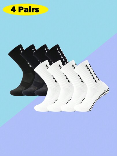 4/10 Pairs Men's Soccer Socks With Grip, Non Slip Anti Slip Athletic Socks With Cushion Pads For Football/Basketball/Hockey