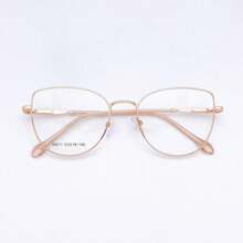 Women's Metal Cat Eye Glasses Frame, FASHION Model - Hoa hồng vàng - Xem 2