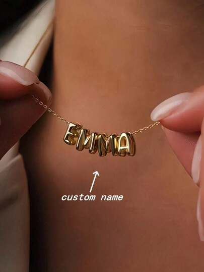 1pc Customized 3D Bubble Initial Letter Necklace, Personalized Charm Jewelry Gift, Circular Bubble Initial Necklace For Friends, Couples And Family, Suitable For Wedding, Valentine's Day, Mother's Day, Fashion, Retro, Minimalist, Casual,Gold,Stylish,Colorful,Vintage,Unisex,Hipster,Custom,Personalized,Unique,Ideal Gifts For Him,Ideal Gifts For Her,Her,Boyfriend,Girlfriend,Dad,Mom,Family,Friends,For Anniversaries,For Birthdays,For Graduation,For Prom,For Party,Necklaces For Women,School Supplies,Back To School,For Office,For School,For Classroom,For Teacher Gifts,For University,For Colleague,For Dorm Rooms,For Teacher,For Boys And Girls,For Teenagers,Junior High School Students,Middle School Students,High School Senior High School Students,College Students,University Students,Freshman,Sophomore,Underclassmen,Chic Autum, Chic Winter