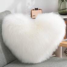 1pc Faux Wool Soft Plush Pink Heart Decorative Throw Pillow Cover, Suitable For Living Room And Bedroom, Soft, Cozy, Non-Shedding, Washable, Foldable And Removable, Can Also Be Used For Sofa, Window Seat, Room Decor