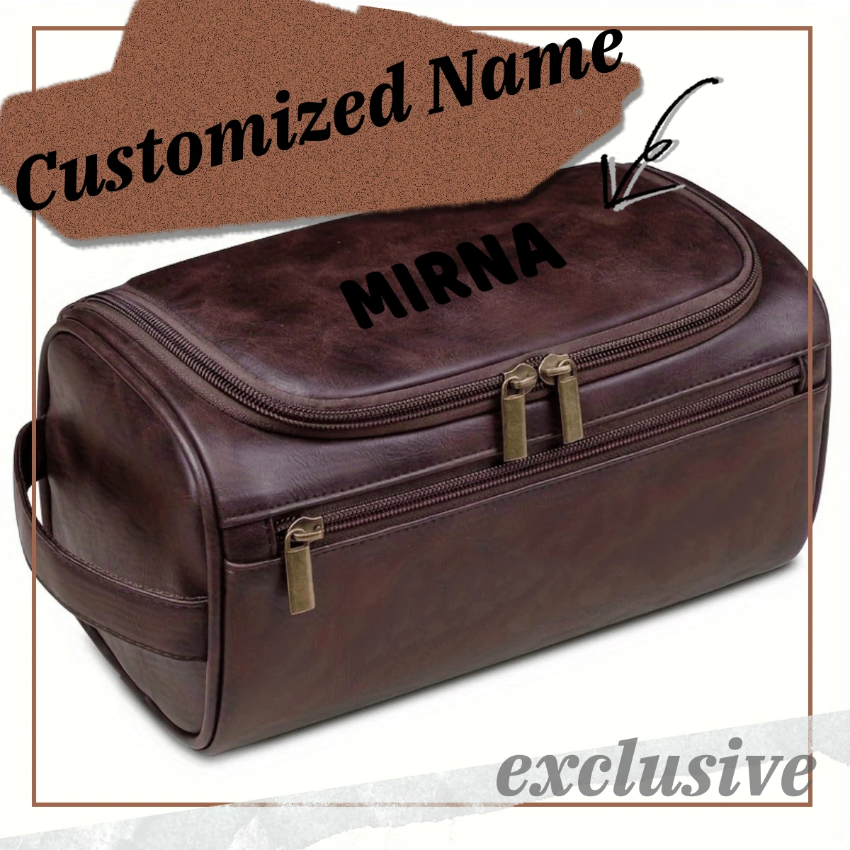 Personalized Leather Toiletry Bag For Men With Hook, Groomsmen Gifts ...