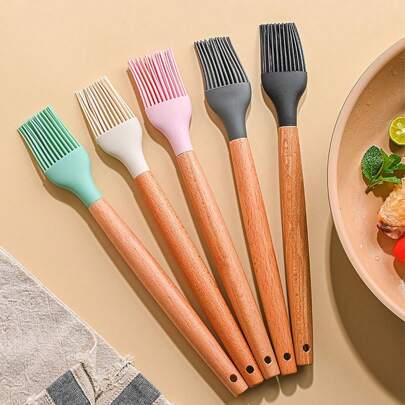 Keidason 2 piezas, Cepillo de silicona premium para aceite - Resistente al calor, antiadherente, el mango de madera es reutilizable, fácil de limpiar, cepillo de bañado para BBQ, hornear, cocinar, cocina - Portátil, creativo