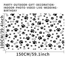 1pc Black White Bone Dog Cat Paws Photography Backdrops 59.1*39.4/82.7*59.1/106.3*70.9 Inches Party Banner Wedding Birthday Photo Background Indoor Outdoor Newborn Shower Decoration Supplies