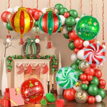 5/6 件圣诞红和绿色悬挂铝箔气球，包括圣诞球和 4D 糖果形悬挂气球，适用于圣诞派对装饰、冬季新年假期派对装饰、生日庆祝、圣诞主题活动和场景、室内和室外圣诞装饰、圣诞树悬挂气球 - 彩色 - 查看 11