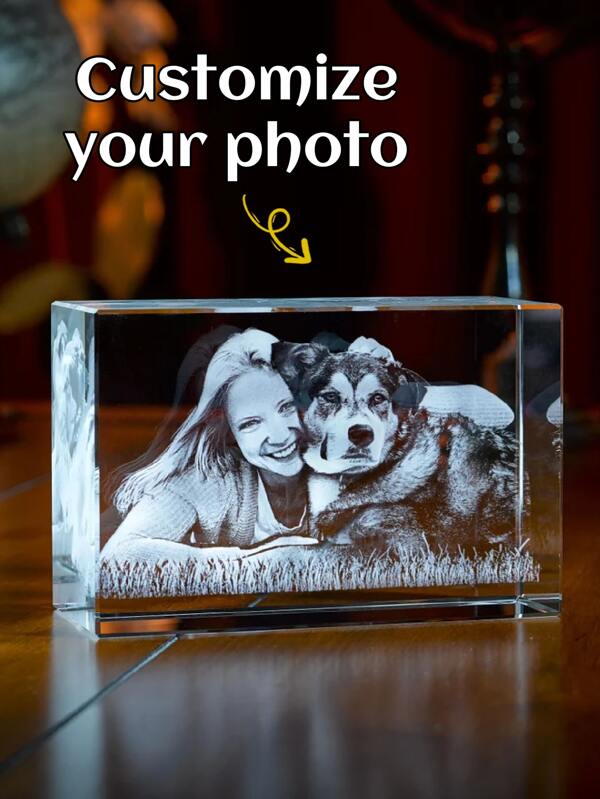 1pc Spring 3D Crystal Photo Personalized With Your Own Photo Customized 3D Laser Etched Picture Frame Wedding Anniversary Father's Mother's Day Gifts, Custom Photo - Personalized Couple Laser Engraving 3D Cuboid Shaped Crystal Room Decor, Valentine's Day Decor, Waterproof, Anti-Mold Stylish, Adorable, High-Quality Custom, Personalized, Unique Ideal Gifts For Her Boyfriend, Girlfriend, Friends, School Students, Kids For Anniversaries, For Birthdays School, Office, Home Graduation,Graphic Print