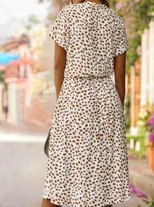 Womens Summer Midi Dress Straps V Neck Cute Floral Flowy A-Line Sundresses For Women - trắng - Xem 2