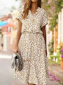 Womens Summer Midi Dress Straps V Neck Cute Floral Flowy A-Line Sundresses For Women - trắng - Xem 3