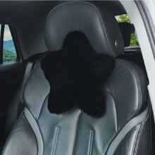 1pc Star Design Plush Neck Pillow Car Headrest - Black - View 17