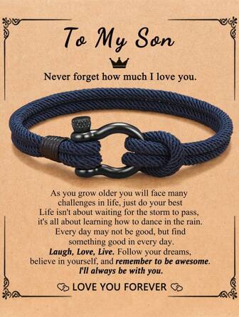 1pc Inspirational Love Phrase Engraved Bangle, Mom To Son Birthday Gift, Graduation Gift From Parents, Thanksgiving Christmas Gift For Son