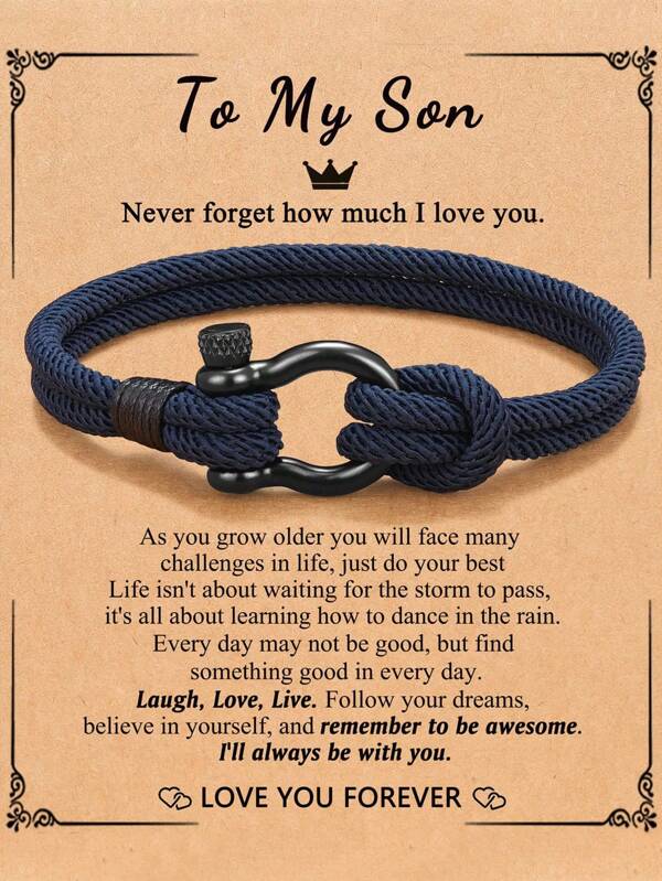 1 سوار معبر منقوش بعبارة إلهامية عن الحب، هدية عيد ميلاد الأم للإبن، هدية التخرج من الوالدين، هدية والميلاد للإبن