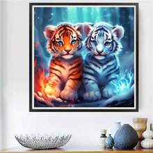 Tiger's Sparkle 5D钻石画套装 - 色彩鲜艳的全圆钻刺绣艺术，适合成人和初学者，DIY手工，打造惊艳的墙面装饰，放松身心 - 彩色 - 查看 5