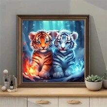 Tiger's Sparkle 5D钻石画套装 - 色彩鲜艳的全圆钻刺绣艺术，适合成人和初学者，DIY手工，打造惊艳的墙面装饰，放松身心 - 彩色 - 查看 3