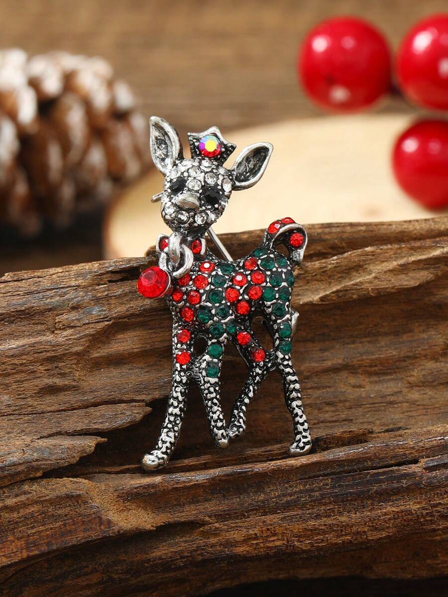 1 pieza Broche de ciervo con cristales vintage, adecuado para que las mujeres lo usen durante las vacaciones navideñas