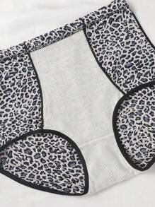 Damen Leoparden-Muster Unterhose mit mittlerer Taille, bequem und atmungsaktiv mit Stretch - Verschiedenfarbig - Übersicht 6