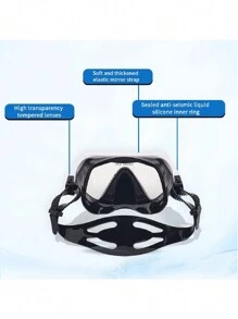 peipo Silicone Wide Angle Diving Goggles, Large Frame Snorkeling Mask, Tempered Glass Swimming Goggles