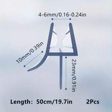 Fitas de vedação para portas de chuveiro de PVC de vidro fino de 4-6 mm - 50 cm, 2 peças retas de 23 mm, proteção de borracha à prova d'água para portas de vidro e tela, acessório de banheiro de fácil instalação, decoração de banheiro, decoração de outono, volta às aulas