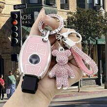 1 Bộ Móc Khóa Gấu Dễ Thương Bling Bling Trắng/Hồng/Dễ Thương Unisex, Móc Chìa Khóa Xe Hơi Cao Cấp Thanh Lịch + Vỏ Chìa Khóa Xe Chống Rơi Màu Trắng Bạc/Hồng/Đen Bạc/Trắng Vàng + Vỏ Chìa Khóa Xe Ô Tô TPU Có Thể Sử Dụng Cho Mercedes-Benz A B C E R GLS GLA GLK GLC CLS AMG W204 W205 W212 W463 W176 - Một cỡ - Xem 14