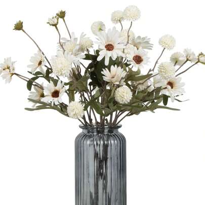 2PCS/6PCS(2种) 人造康乃馨花洋甘菊、雏菊、向日葵花束，母亲节情人节礼物家居花瓶装饰、餐厅、卧室、插花、婚礼、新娘手捧花、腕花、胸花DIY材料、生日派对装饰材料、新年礼物