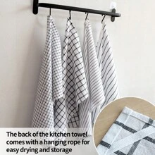 1 Set Of 4pcs Mixed Rectangular Kitchen Towels, 19.69 X 27.56 Inch/50 X 70cm, Large Size, Woven, Absorbent, Breathable, Hanging Design, Suitable For Kitchen, Dining Room, Living Room, Hotel