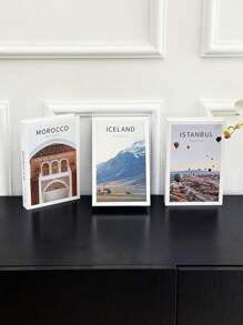 1pc Colorful INS Fake Book Decor, Openable Faux Book Storage Box, Minimalist Travel Theme Desktop Ornament Best Gifts Birthday Graduation