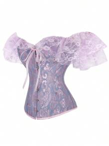 Women Lace Corset, Waist Shaping Slim Fishbone Bandage Drawstrings Sexy Floral Wedding Party Belt