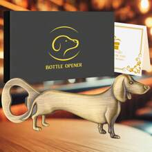 1pc Gold/Bronze/Dark Silver Dachshund Shaped Bottle Opener With Thermal Lined Bag/Gift Box, Suitable For Beer, Wine, Juice Opening, Bar, Club, Restaurant, Home Bar Tools, Summer Beverage Accessories, Applicable For Holiday/Corporate Celebration/Gathering Party/Birthday Gift For Men And Women, For Outdoor, Camping, Gift For Father