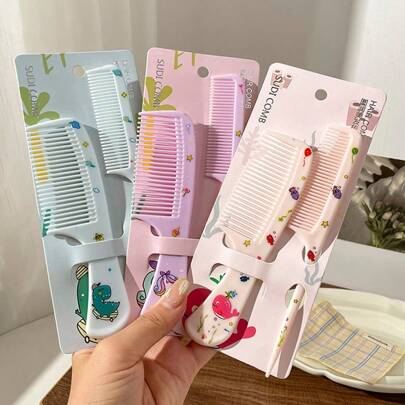 2 Sets Of 4 Pcs/1 Set Of 2 Pcs Animal-Themed Hair Brush Set For Toddler Girls, Fine-Tooth Tail-Shaped Comb, 1-2 Years Old