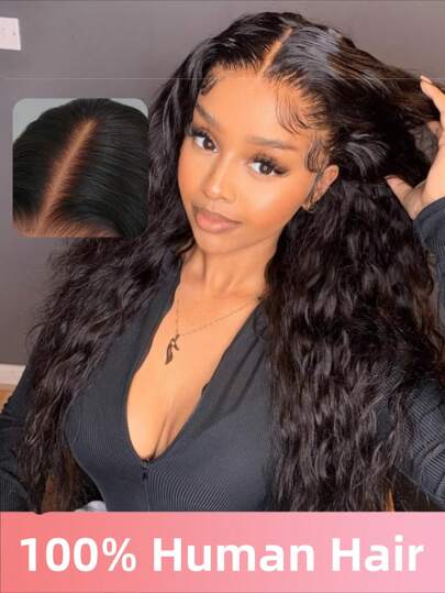 250% Density 13x4 Full Lace Frontal Wig Water Wave Virgin Human Hair Wig Deep Wave 13x4 HD Lace Front Wigs For Women Wet And Wavy Wig 26Inch Curl 12A