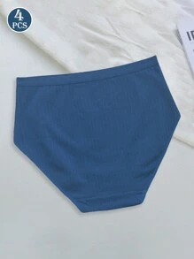 paquete de 4 bragas de mujer de cintura alta y unicolor, ropa interior transpirable y amigable con la piel para uso diario
